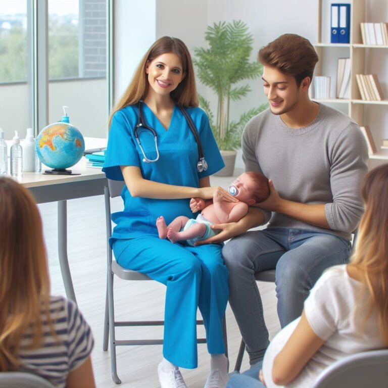 Infant Safety : A Nurse Is Teaching a Prenatal Class About Infant Safety